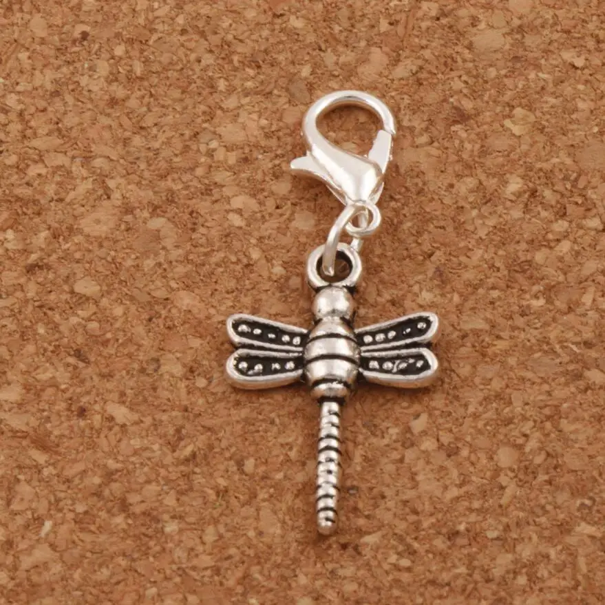 

25pcs Dots Dragonfly Heart Floating Lobster Clasps Charm Beads 14.1x35.5mm Zinc Alloy Charms C967