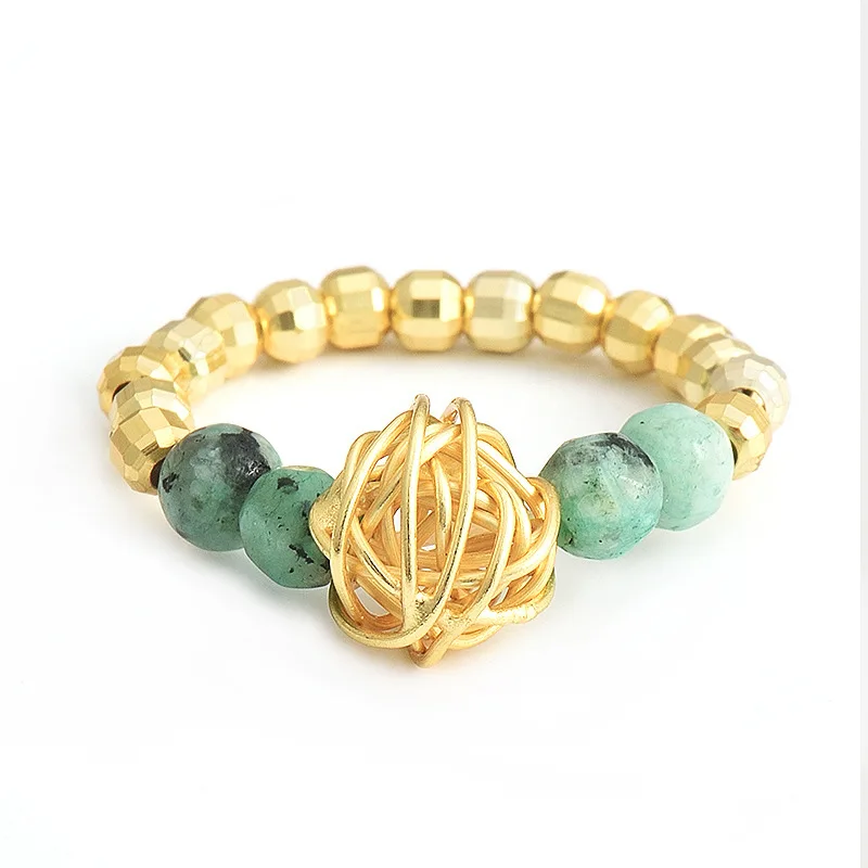 INALIS Real 925 Sterling Silver Ring Unique Statement Handmade Beads with Natural Smoky Quartz Green Stone Finger Accessories | Украшения и