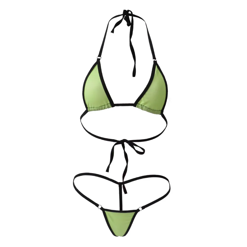 

bikini 2019 Sexy Sling triangle Edge Open back Thong girl Beach Sunbathing spa swimwear women swimsuit biquini bikinis monokini