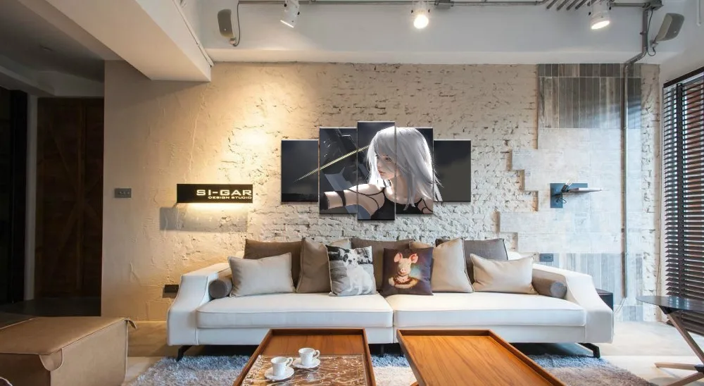 5 Piece HD Print Wall Art Canvas For Living Room Decor NieR:Automata Anime Warrior Painting Modern Decorative Artwork | Дом и сад