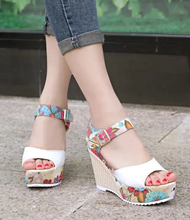 2017Hot New Fashion Women Sandals Summer Wedges Women's Platform Lace Belt Bow Flip Flops Open Toe High-heel Size 35-39 | Обувь