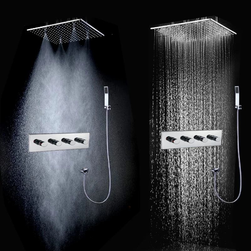 Скрыть потолочные дождь Душ с спа массажные Насадки для душа 3 Way горячая холодная
