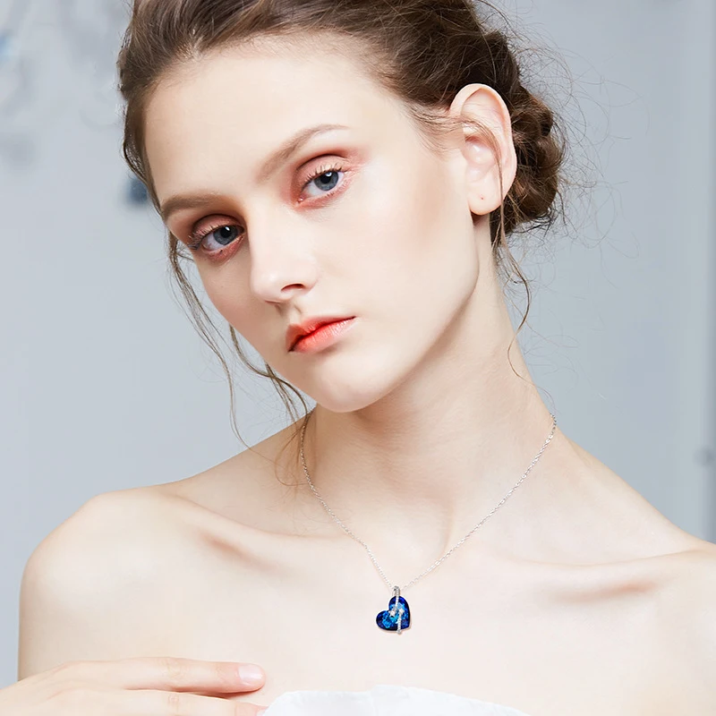 BAFFIN голубое сердце кулон ожерелье Кристаллы из SWAROVSKI серебряного цвета цепь ожерелье макси для женщин мать шик подарок ювелирные изделия