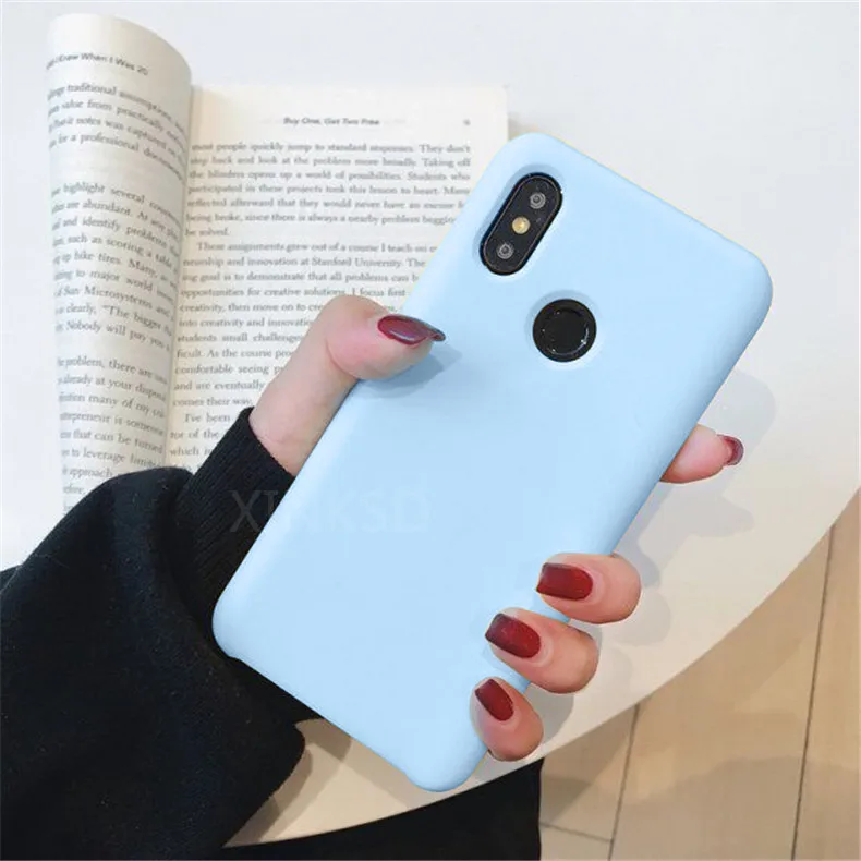 Жидкий силиконовый чехол для Xiao mi Red mi Note 6 5 Pro 6A mi 8 mi 8 A2 lite SE 6X6 MAX 3 mi X 2 2S Note 3 Мягкий ТПУ Bak чехол - Цвет: Светло-голубой