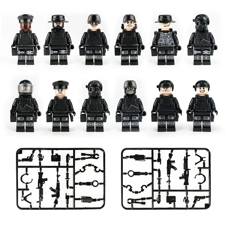 12 шт. военный спецназ Солдат оружие Legoings военные фигурки строительные блоки