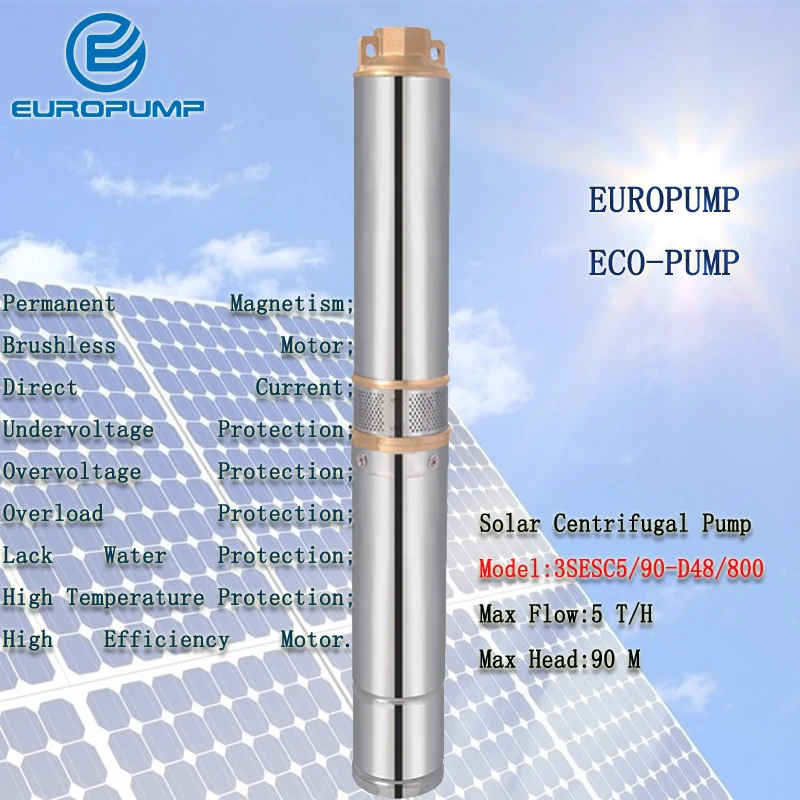 Модель EUROPUMP (3SESC5/90 d48/800) 800 Вт водяной насос центробежный 48В на солнечных батареях