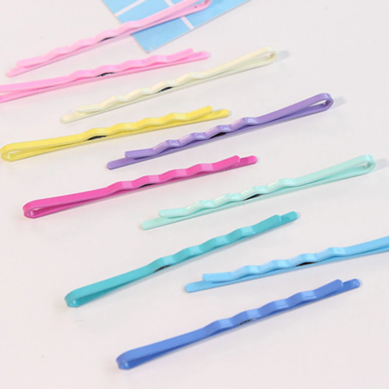 

NEW 20Pcs/Lot Hair Clips Solid Color U-shaped Hairpins Barrette 5.5cm Metal Plated Candy Color Waved Bobby Pins for Women Girls