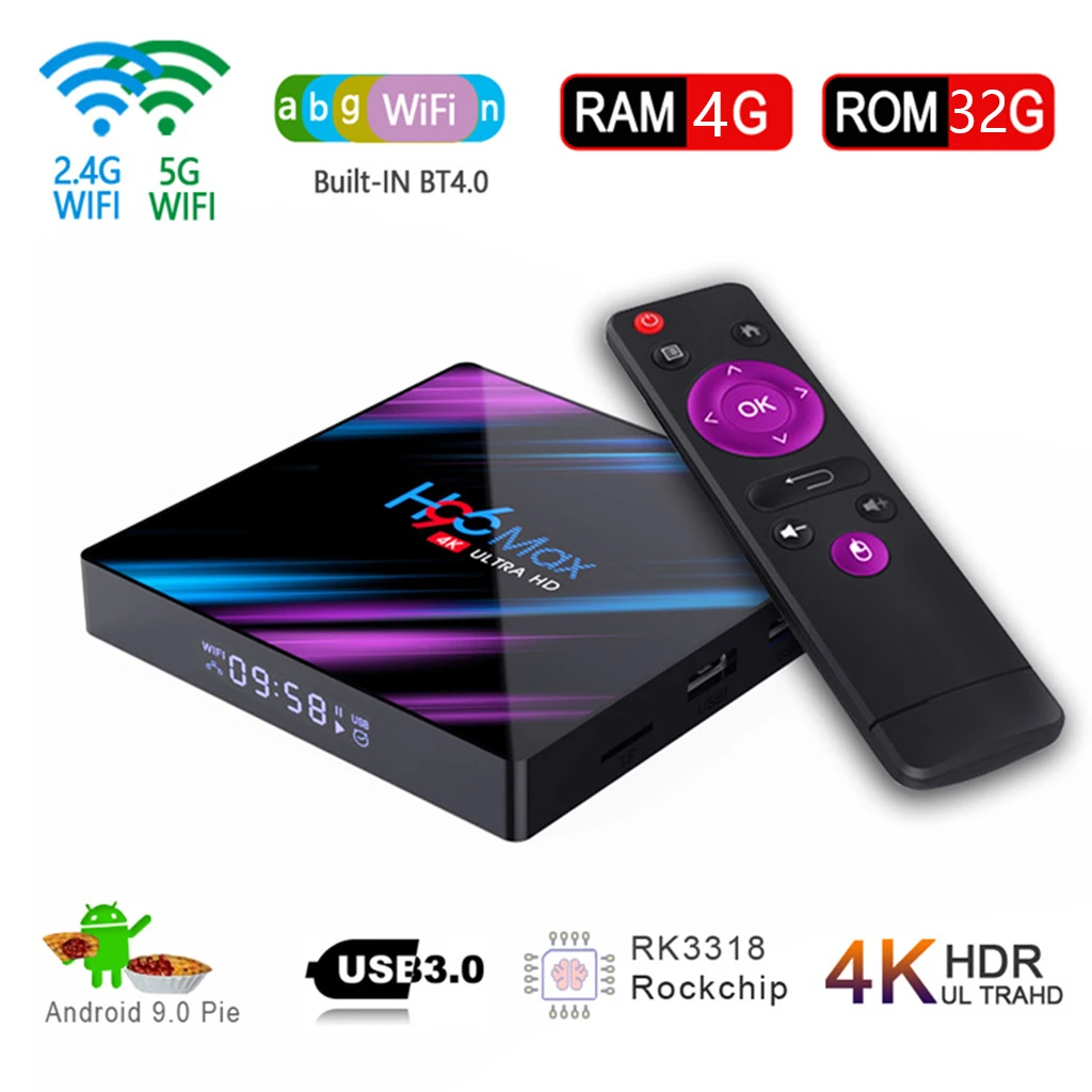ТВ приставка H96 MAX на Android 9.0 Google Play Rockchip 4G 16 Гб 32 64 Wi Fi 2 4 ГГц и 5 0 Bluetooth 4.0 4K