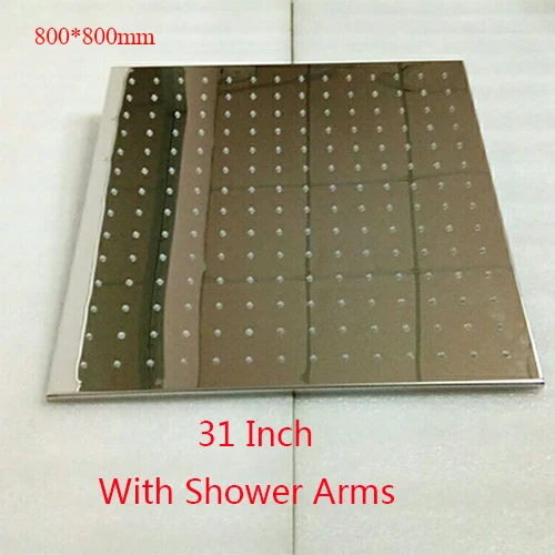 800mm(31 Inch) Большой SPA douche светодиодный светильник негабаритная квадратная душевая головка 40/31 дюймов дождевая водосберегающая душевая головка Одиночная хромированная soffione doccia - Цвет: 800mm(31 Inch)