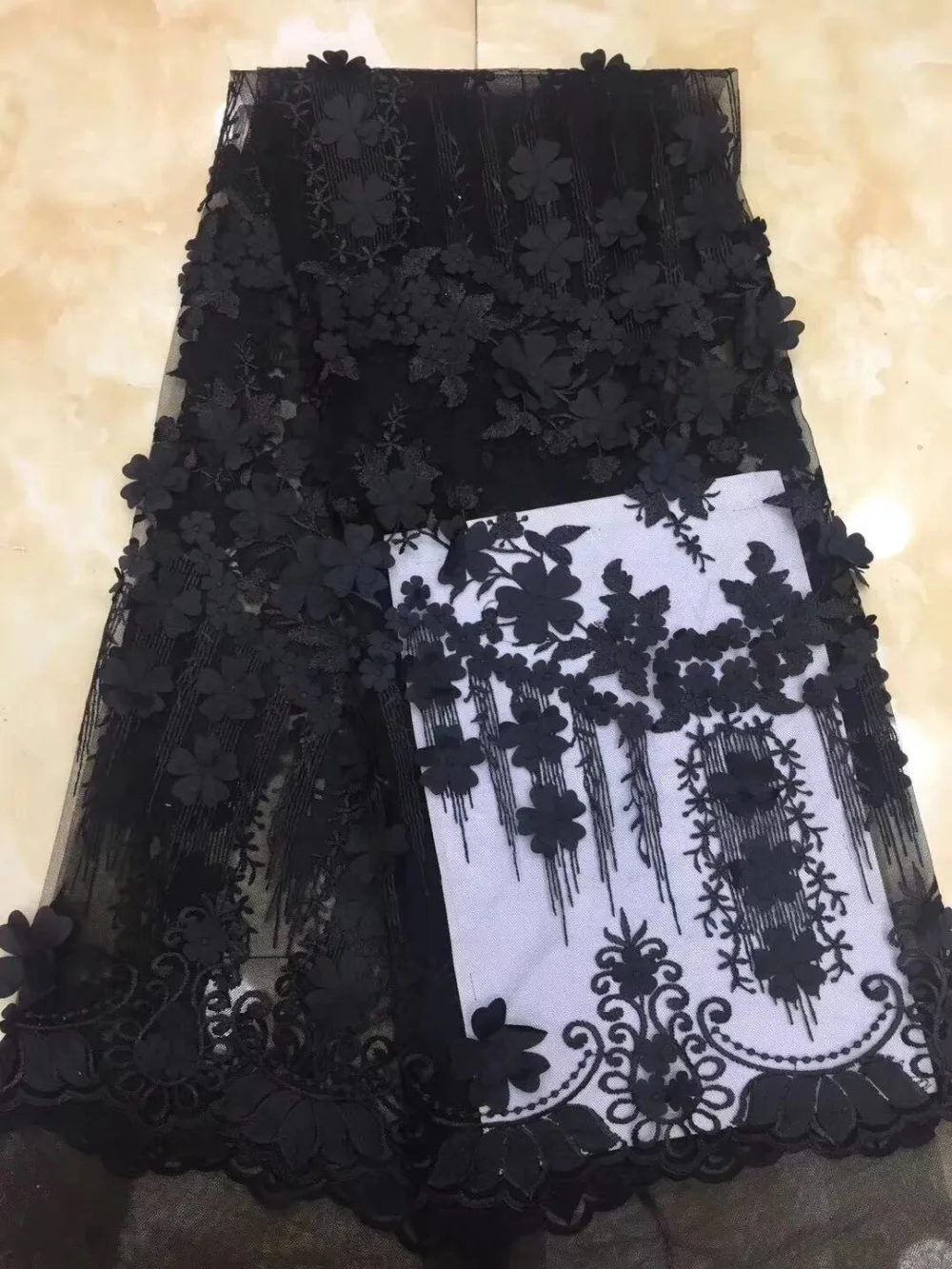 Red African French Lace Fabric 3D Flower High Quality Applique Embroidered Tulle For Wedding | Дом и сад