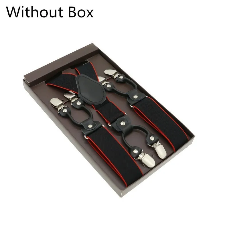 20 Black Real Leather 6 Clips Suspenders Braces Vintage Casual Suspensorio Tirante Trousers Strap Bretele Dad/Husband's Gift - Цвет: 20