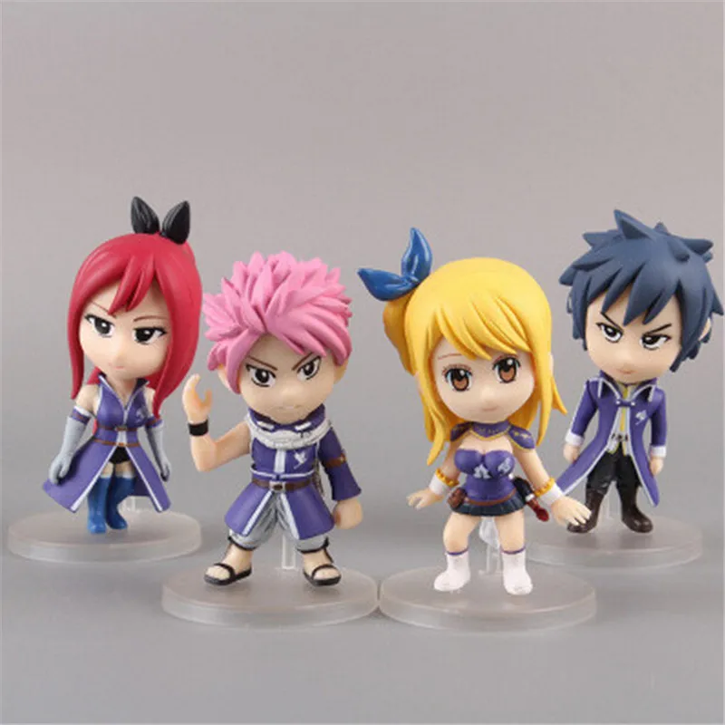 2017 аниме Сказочный хвост Фигурки игрушки Natsu Happy Lucy серый Elza куклы 8 см 4 шт./лот|fairy