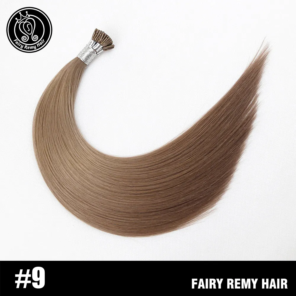Сказочные волосы remy 1 г/локон 1" 18" 2" 22" Fusion человеческие волосы для наращивания прямые Remy Keratin I Tip Micro Ring человеческие волосы на Capsuel - Цвет: #9