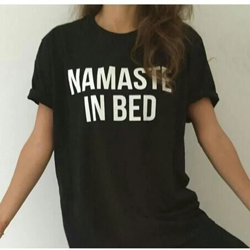 Сексуальные футболки топы графическая футболка хлопковая namaway In Bed забавная с