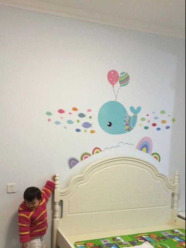 DIY милый подводный мир настенные Стикеры с животными водные животные рыба