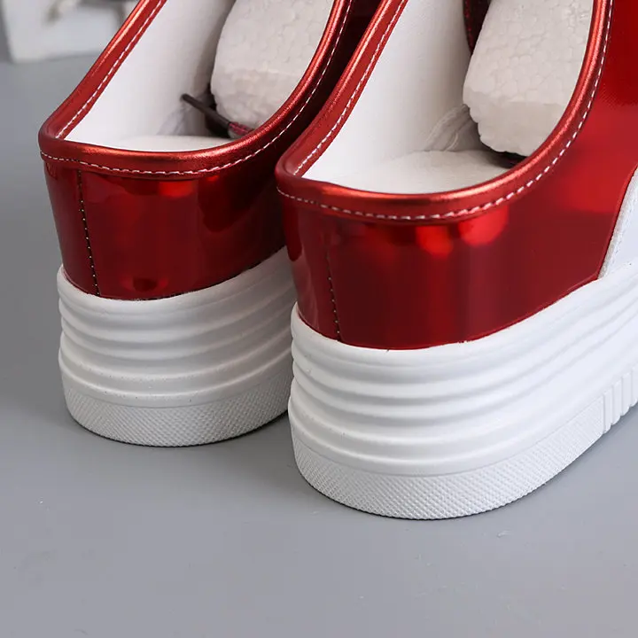Женские кроссовки; повседневная обувь на платформе; zapatillas mujer; женская обувь на плоской подошве; женская обувь на танкетке с лазерным украшением; обувь на высоком каблуке 8 см; A11-14