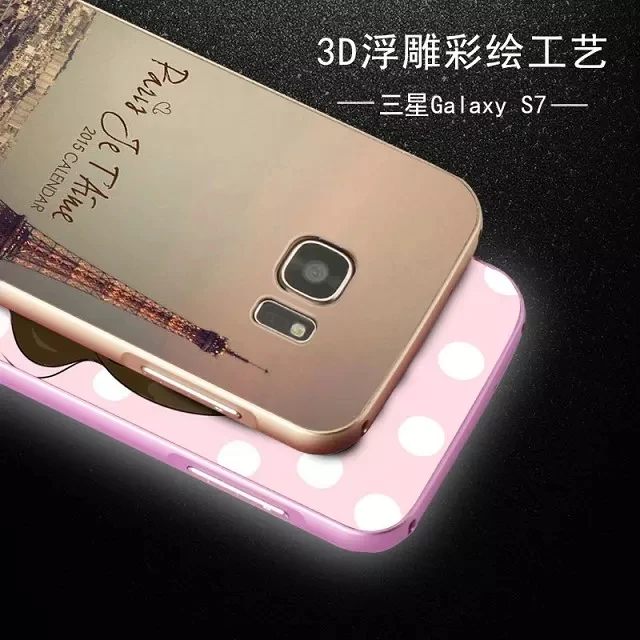 3D Stereo Relief Painting Back Cover Case For Samsung Galaxy S7edge Phone Shell Acrylic PC Cover+Aluminum Metal Frame |