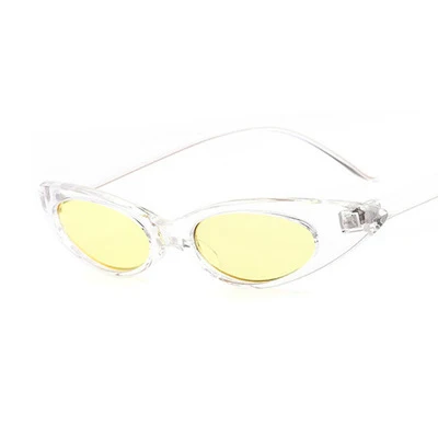 transparent-yellow Ретро cateye Солнцезащитные очки для женщин винтажные солнечные очки розовый желтый lunette soleil femme zonnebril dames Оттенки для женщин - Цвет линз: transparent-yellow