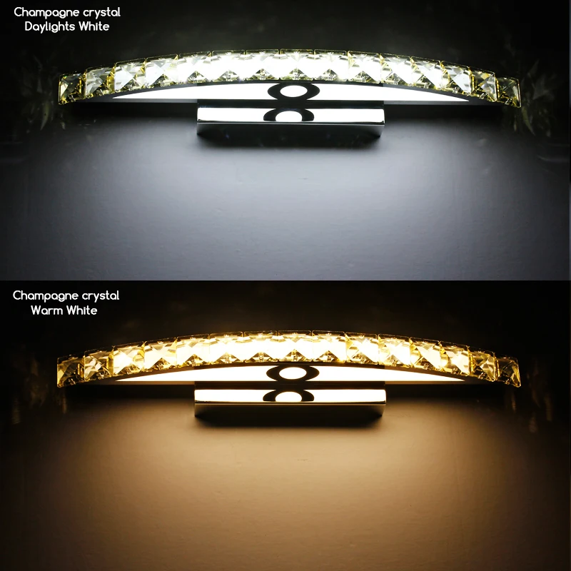 

iYoee LED crystal bathroom light 85-265V 15W Stainless led wall sconce lamp Vanity over mirror bedroom restroom makeup lighting