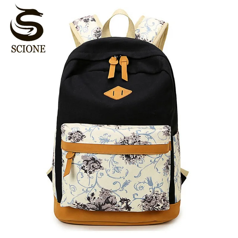 2018 СКИОНЕ кожаный холстинный школьный дорожный рюкзак для девочек подростков