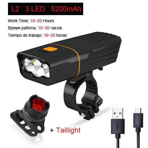 L2 5200 Set 2 NEWBOLER 3 светодиодный велосипед светильник спереди L2 USB Перезаряжаемые 18650 Батарея держатель 360 с сзади светильник комплект горный велосипед светодиодный головной светильник крепление - Цвет: L2 5200 Set 2
