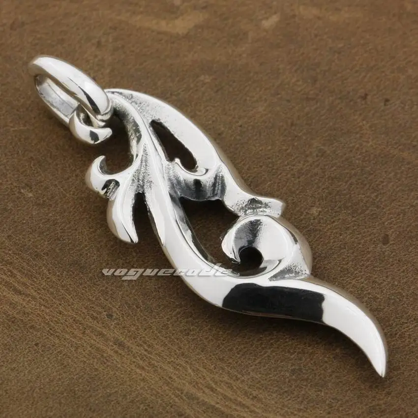 LINSION Tribal Curl лезвие для татуажа Surf 925 пробы Серебряная Мужская Байкерская подвеска
