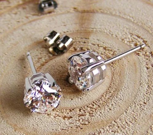 Серьги пусеты из стерлингового серебра оптовая продажа 2 карат синтетические