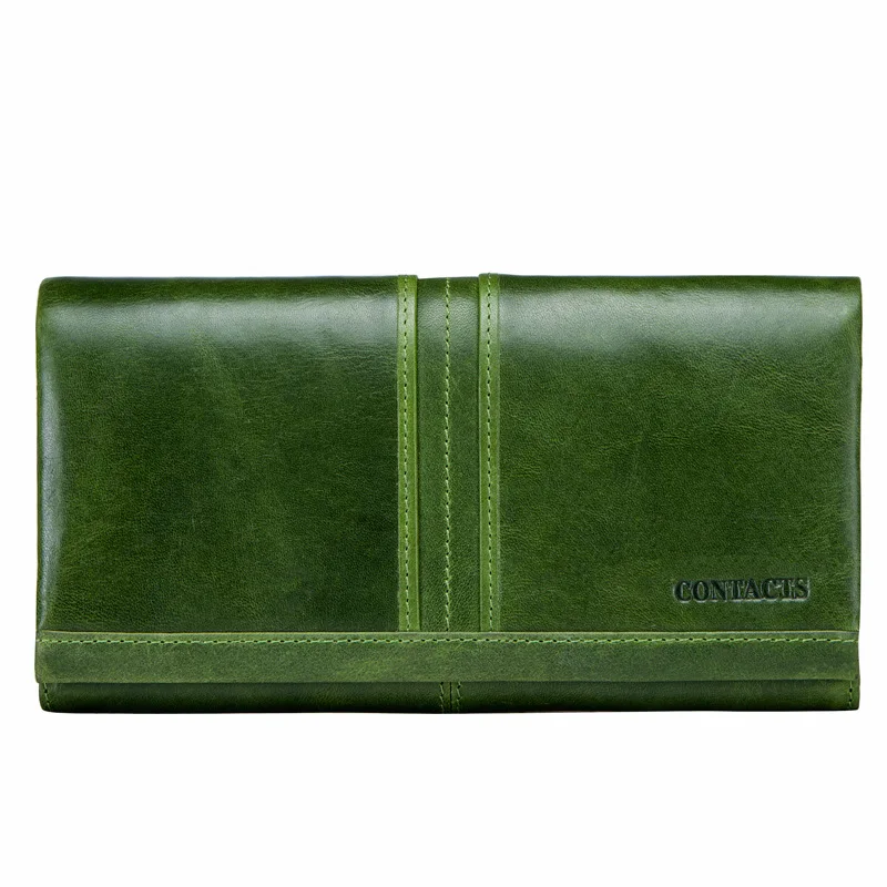 Green DOYUTIG брендовый Женский Длинный кошелек из натуральной кожи, Модный женский кошелек из натуральной кожи, кошелек для денег, классические женские клатчи, сумки, кошелек A213 - Цвет: Green