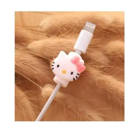 Pink Kitty Мультфильм милый прекрасный Usb защитный кабель чехол для iPhone 6 plus 6S 7 plus чехол намотки шнура протектор Организатор кабель лук - Цвет: Pink Kitty