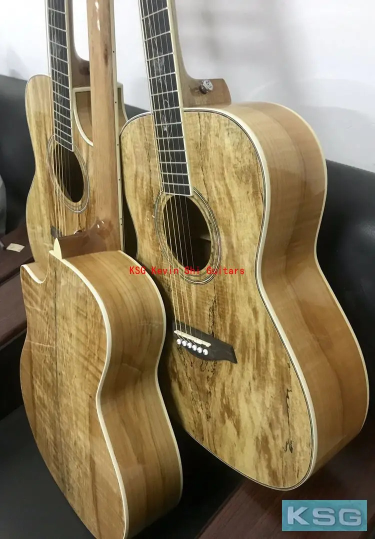 KSG spalted maple Акустическая гитара 4" koa like 6 струн цельная электрическая акустическая гитара ручной работы народная гитара