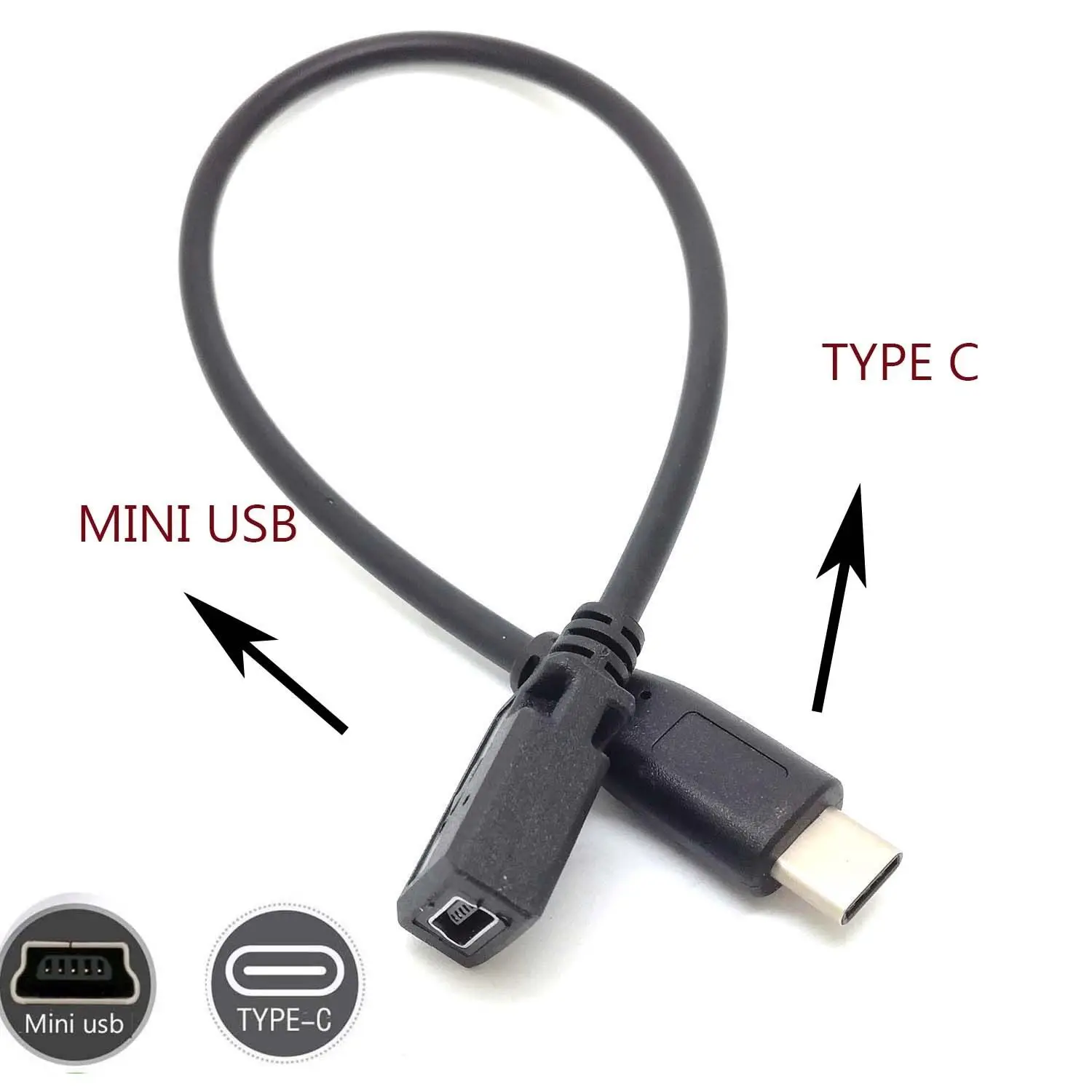 Фото Дата-кабель USB Type-C (штекер)/Mini USB 5 конт. (разъем), USB 3.1, для зарядки и синхронизации данных №3