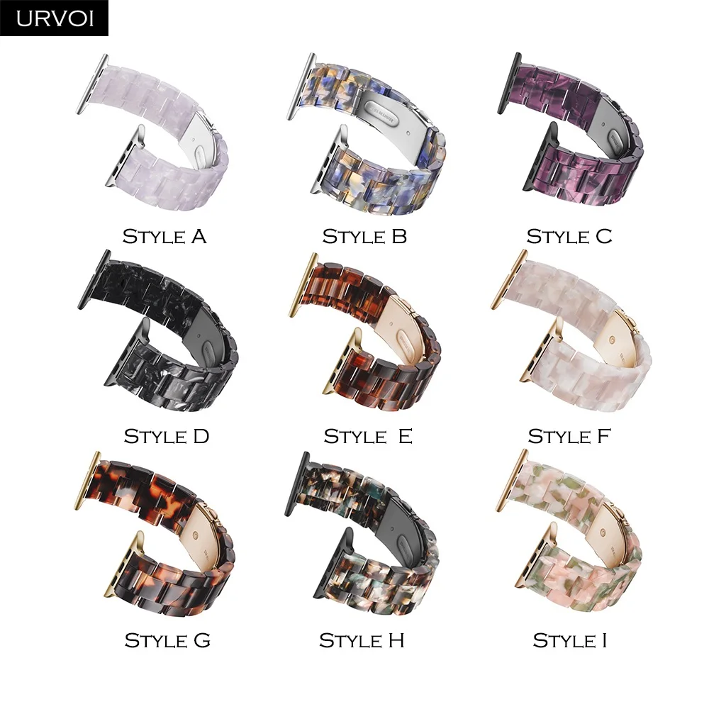 Ремешок URVOI для Apple Watch series 54 321, браслет со звеньями, 3 ряда, полимерный ремешок для iWatch, модный, дизайнерский, прочный, на запястье, 38, 40, 42, 44 мм