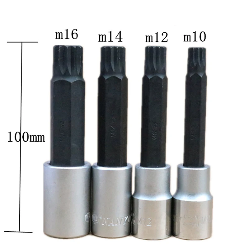 1/" S2 Набор отверток из сплава Torx, набор сверл с 12 точками, Набор торцевых головок M10 M12 M14 M16 с длиной 100 мм