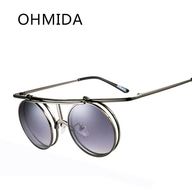 OHMIDA новые модные солнцезащитные очки в стиле стимпанк мужские зеркальные с