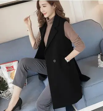 Photo Color Блейзер Mujer,, осенний, без рукавов, черный, длинный, модный, осенний, женский, раздельный жилет, плюс размер, свободный, женский жилет, OK237 - Цвет: Photo Color