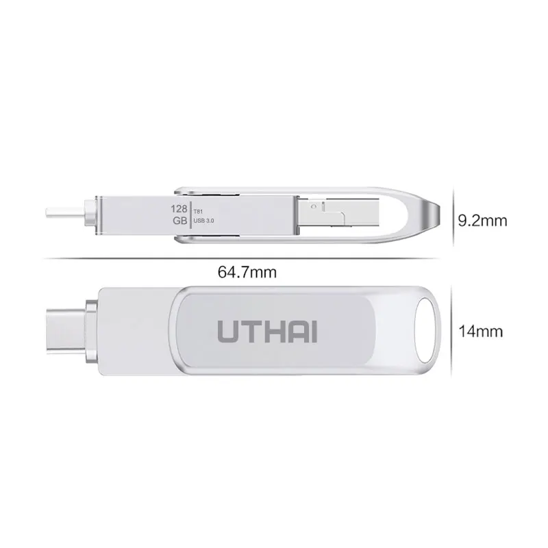 UTHAI T81 USB3.0 3в1 U флеш-накопитель type-C Microsd 128GB мульти-металлический флеш-накопитель 64GB высокоскоростной флеш-накопитель U диск