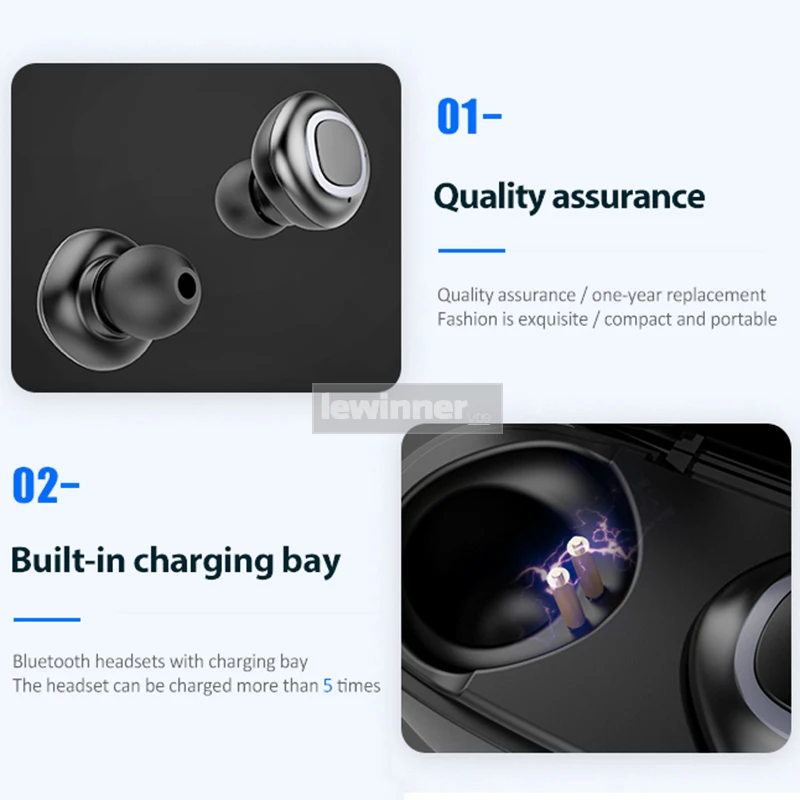 Lewinner V09 Bluetooth наушники беспроводные наушники TWS наушники 500 мАч Мини зарядный чехол глубокий бас стерео звук с микрофоном