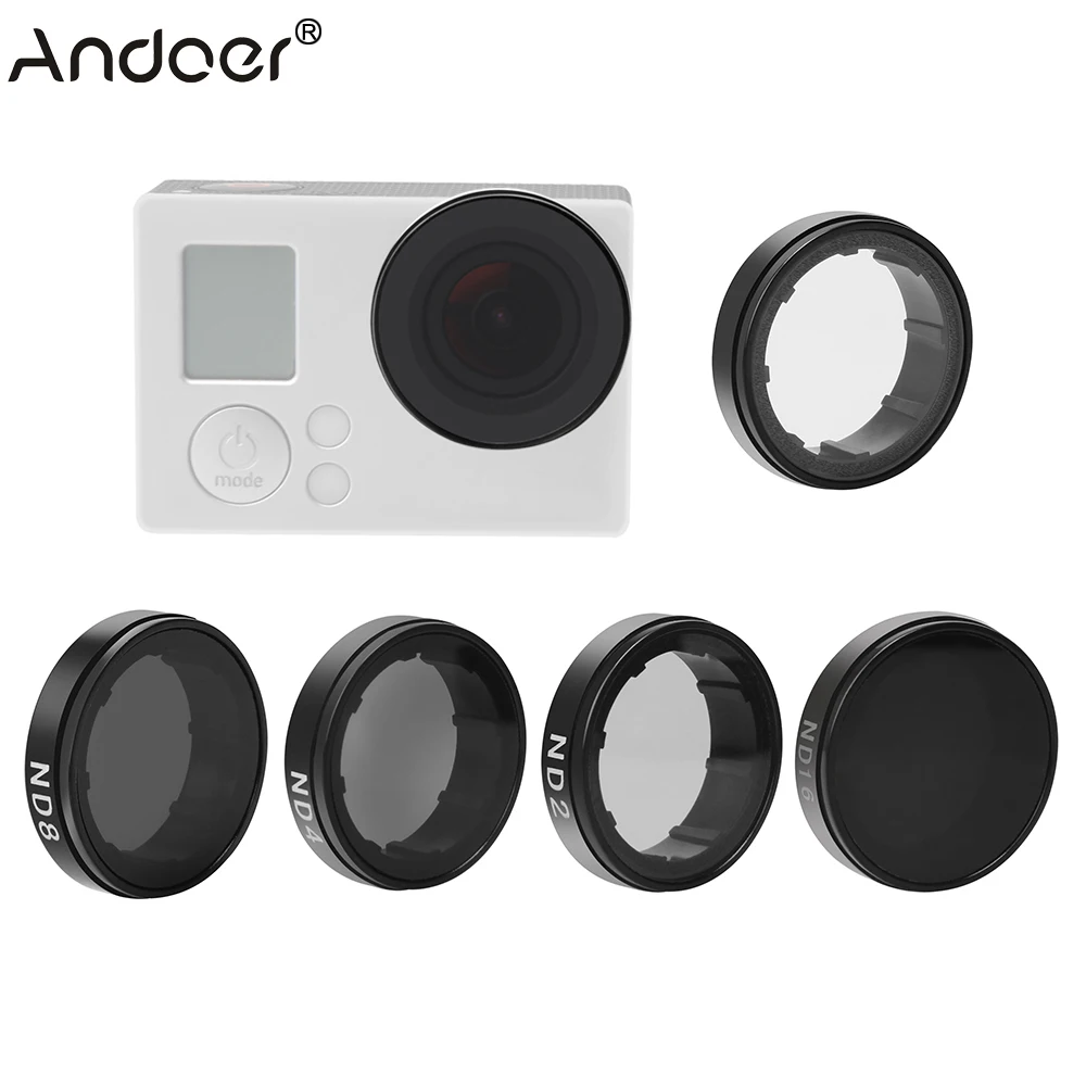 Комплект Круглых фильтров для объектива Andoer (ND2/ND4/ND8/ND16/UV) Защитное стекло GoPro Hero4/3