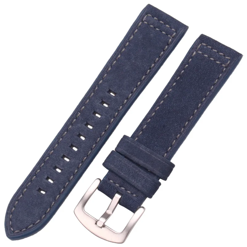 Blue Silver Clasp Итальянский ремешок для часов из натуральной телячьей кожи 22 мм, 4 цвета, женские и мужские Ремешки для наручных часов, ремешок с пряжкой из нержавеющей стали для gear S3 - Цвет ремешка: Blue Silver Clasp