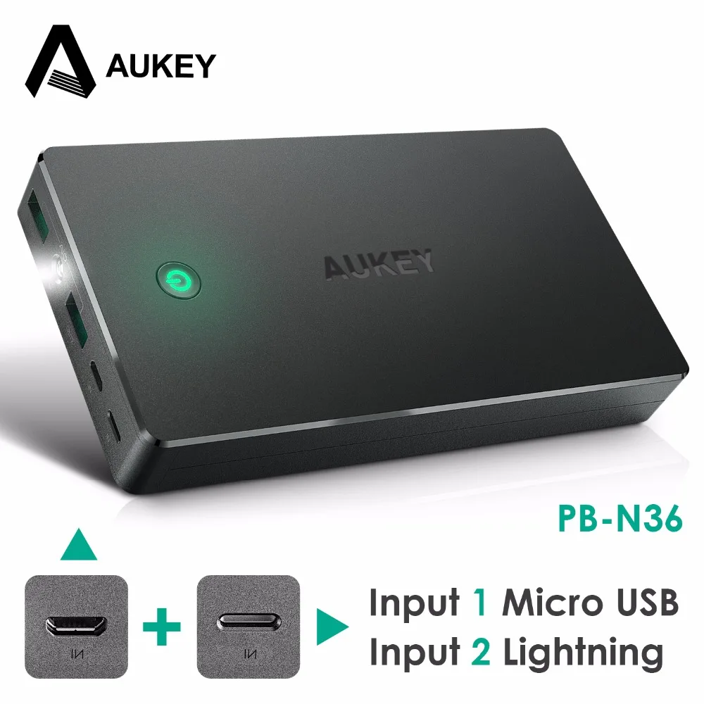 AUKEY Мощность Bank Dual USB 20000 мАч Комплекты внешних аккумуляторов Портативный