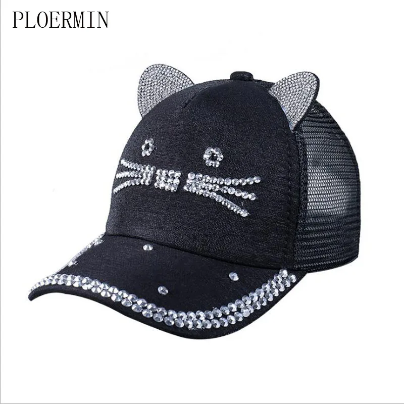 Стразы Snapback Caps Симпатичные с украшением в виде кошачьих ушек героями