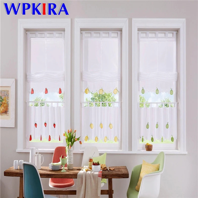 Штора короткая для кухни Современная занавеска с узором в виде деревенских