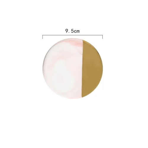 Round pink gold Мраморные Подставки, керамические подставки с деревянным ковриком, кофейная подставка для чайной чашки, круглая черная подставка, Настольный коврик, Ювелирный стенд, 1 шт - Цвет: Round pink gold