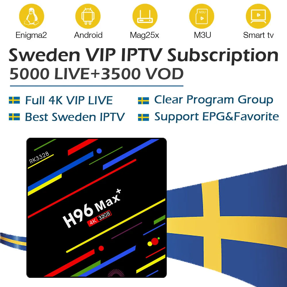 Швеция iptv для H96 MAX+ android 8,1 tv box для smart tv iptv 5000 live и VOD Бельгия Великобритания Германия голландский Польша Норвегия iptv