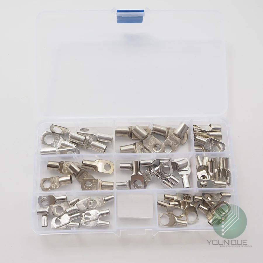 

60pcs Bolt Hole Tinned Copper Cable Lugs Battery Terminals Let Wire Connector