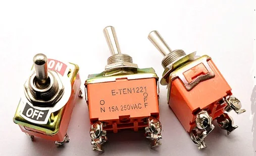 

10PCS Toggle Switch E-TEN 1221 4Pins ON-OFF 12MM 15A/250V