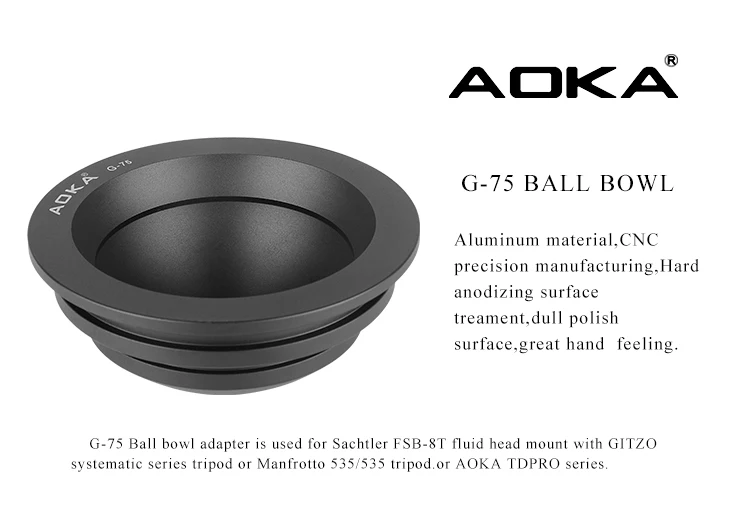 AOKA G-75 камера трипд аксессуар мяч адаптер для чаши для GITZO MANFROTTO SACHTLER