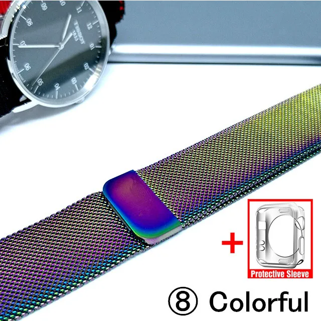 8-Colorful Миланская петля для Apple Watch 5/4 40 мм 44 мм браслет из нержавеющей стали ремешок для наручных часов для iwatch серии 4/3 38 мм 42 мм - Цвет ремешка: 8-Colorful
