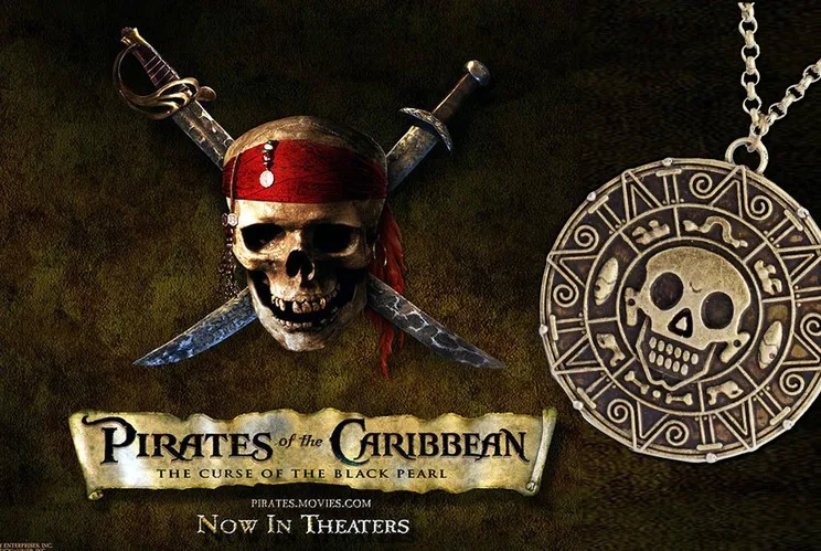 Ожерелье с подвеской в винтажном стиле изображением черепа и пиратов Карибского