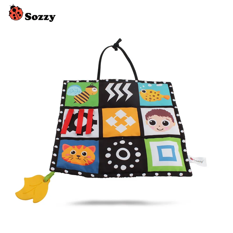 Sozzy Black and White Colorful Double-side Baby Cloth Quiet Book Soft Infant Early Educational Stroller Rattle Toys for Newborn | Игрушки и